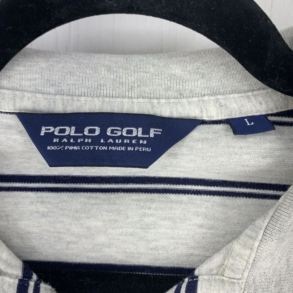 Polo Golf Ralph Lauren‎ Mens Large Shirt Pima Cotton Preppy Stripes Casual
